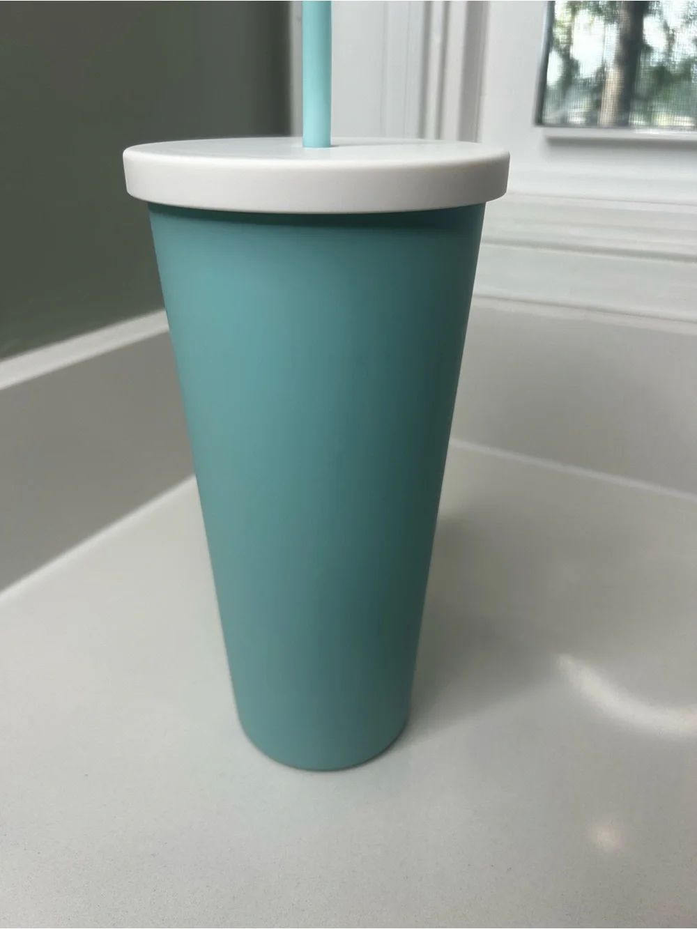 NEW Dolly Parton Aqua Butterfly Flower Reusable Straw Tumbler 8” tall